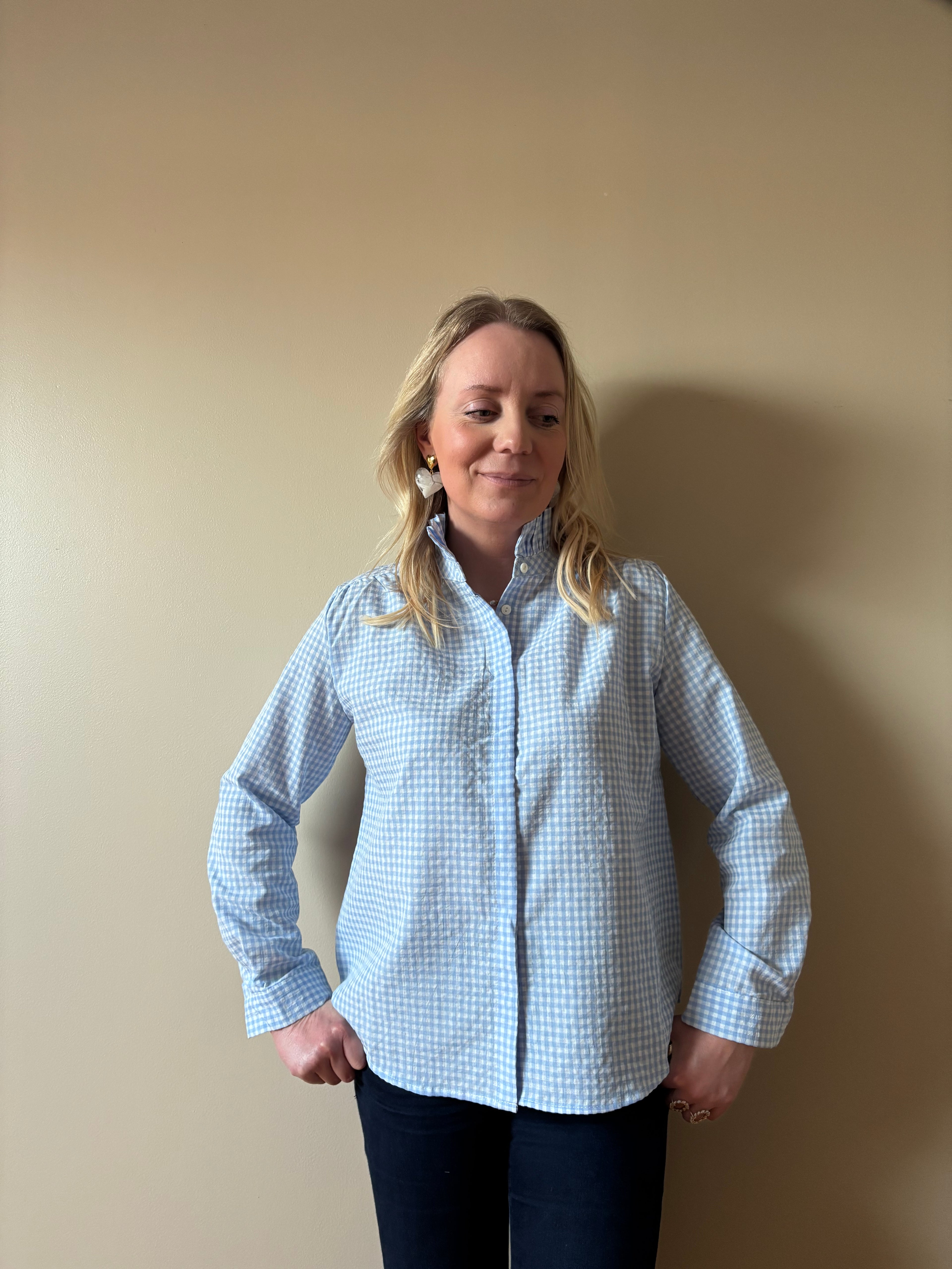 CHEMISE BLEU VICHY Chic et Paillettes